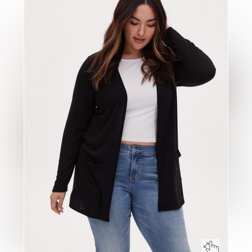 Torrid Black Hacci Cardigan open front with pockets size 2